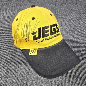 Jegs Hat Cap Strap Back Mens NHRA Drag Racing Yellow Black Racing Autograped - Picture 1 of 11