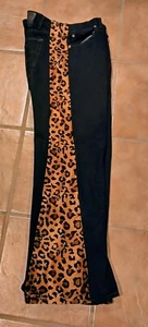 Abbigliamento da palco originale personalizzato unico nel suo genere, svasato leopardato - denim nero taglia 33 - Foto 1 di 4