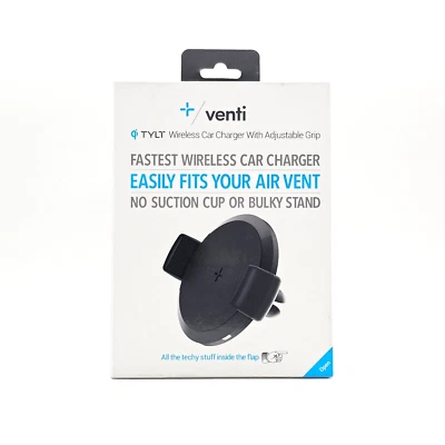 Suporte de montagem para carregador de carro rápido sem fio Tylt Venti 10W ventilação de carro certificado Qi - Imagem 1 de 3