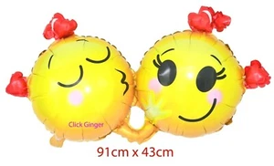 Valentines Day Love Kiss Hug Kissing Emoji Double Foil Balloon 91cm Anniversary - Picture 1 of 2