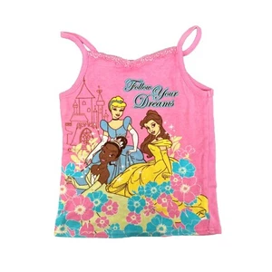 Disney Princess Follow Your Dreams Lace Inset Big Girls Camisole Tank Top - Picture 1 of 6