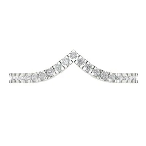 0.3ct Round cut lab created Wedding Promise chevron V shape Band 14k White gold - Picture 1 of 11