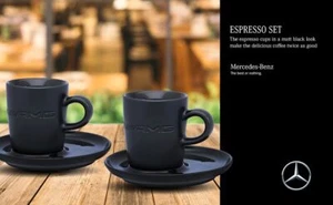 RARE Genuine Mercedes AMG Porcelain Espresso Cup saucer Set Black Matte Kahla - Bild 1 von 6