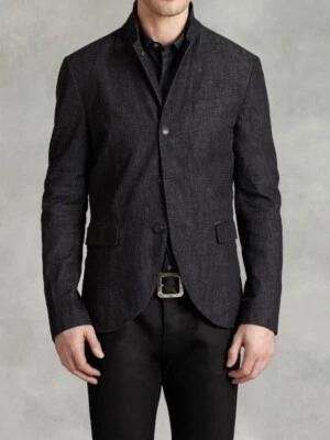 John Varvatos Mainline Collection Blue Convertible Peak Lapel Jacket 52EU $998 ! - Image 1 of 4