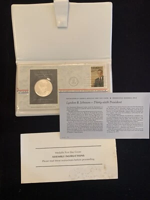 President L.B. Johnson Postmasters of America Sterling Silver First Day PNCover - Image 1 of 4