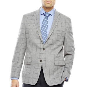 Michael Strahan Grey Windowpane Classic Fit Sport Coat 50REG, 52REG $260  - Picture 1 of 3