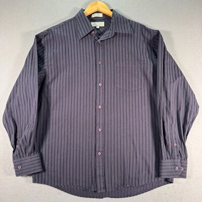 Eighty Eight Button Up Shirt Men Large Black Gray Stripes Grunge Goth Skull Y2K - Image 1 of 4