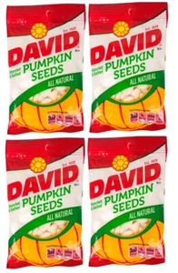 DAVID | Roasted and Salted Pumpkin Seeds | All Natural 2 Oz Per Bag | 4 Pack - Picture 1 of 1