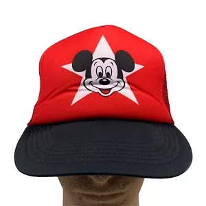 Vintage Mickey Mouse Star Walt Disney Red Mesh Trucker Hat Snapback Cap - Picture 1 of 6