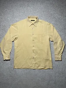 Ermenegildo Zegna Button Up Shirt Mens Large Yellow Silk Cotton Blend - Picture 1 of 8