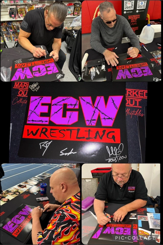 ECW Signed 11x14 Logo Sheet Poster Rob Van Dam Sandman Whipwreck MORE WWE Proof - Image 1 of 4