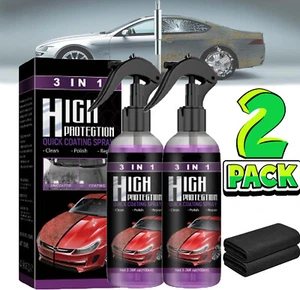 2× Quick Hydrophobic 3 in 1 High Protection Car Coat Ceramic Coating Spray 100ML - Picture 1 of 23