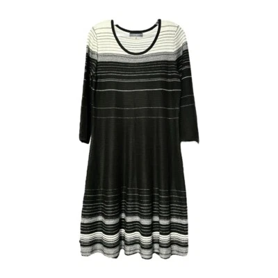 Nine West Womens Black White Knit Long Sleeve Stretch Sweater Dress Size Medium - Image 1 of 4