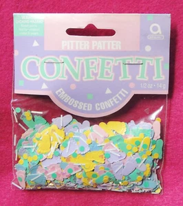 1/2oz Bag of Pastel Embossed Confetti Baby Shower Party Gift Pitter-Patter Feet - Picture 1 of 1