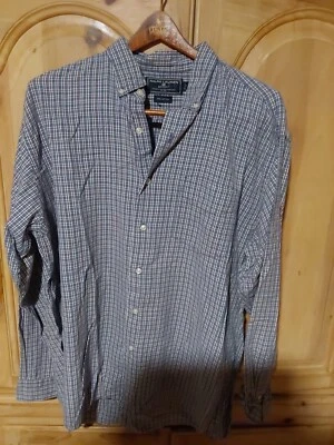 PARA HOMBRES RALPH LAUREN DEPORTIVO BOLSILLO BOTÓN DWN TALLA L MANGA LARGA AZUL GRIS RAYADO Foto 1 de 4