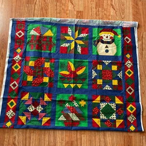 holiday editions Christmas Bright Snowman Present Tree Cheater Panel fabri quilt - Picture 1 of 7
