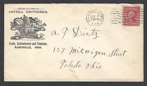 1908 Illustr Advertising Cover Chiesa Bros. Fruits Confectionery Tobaccos Ohio - Picture 1 of 2