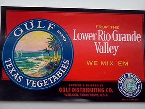 10 Etichette Vintage Marca GULF TEXAS VERDURA e Frutta come nuove - Foto 1 di 3