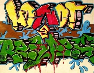 GRAFFITI URBAN STREET ART ORIGINAL MIXED MEDIA ARTWORK "HONOR & RESPECT" - Picture 1 of 8