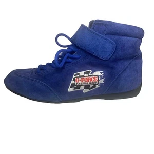 G-Force Racing Gear Quality Blue Suede Boots Size 11 MidTop, Race Grip Soles EUC - Bild 1 von 12