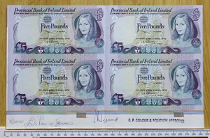 1979 UNCUT SHEET £5 Provincial Bank of Ireland Limited P-248b -{ aUNC }- PROOF - Picture 1 of 4