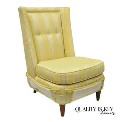 Sillón Paul Laszlo Mid Century moderno tapizado con respaldo de ala de barril Foto 1 de 4