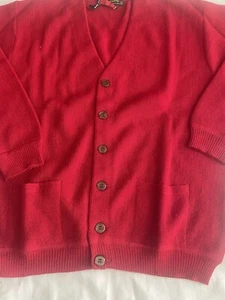 Peruvian Connection Cardigan Sweater Alpaca Wool Button Up Mens Large Red NWT - Picture 1 of 10