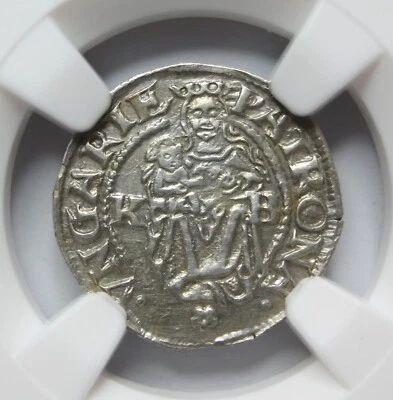 HUNGARY Austria silver Denar NGC AU Det 1537 Medieval King Ferdinand Mary Child - Image 1 of 4