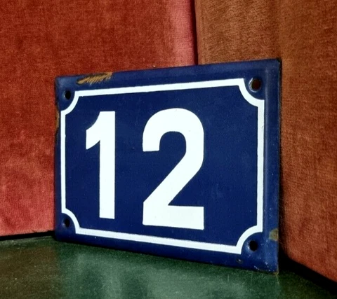 Vintage french enamel house sign number 12 for door gate street portal entry Cover