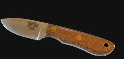 Bark River PSK Elmax Natural Canvas Micarta Blue Liner Brass Hardware Knife - Image 1 of 4