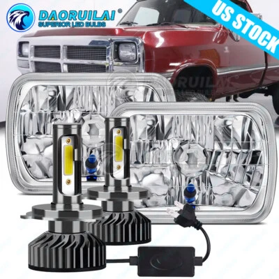 Par de faróis de LED 5x7" 7x6" feixe H4 Hi/Lo para Dodge W250 D350 Ram 81-93 D250 - Imagem 1 de 4
