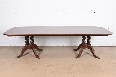 Drexel Heritage Georgian Mahogany Double Pedestal Extension Dining Table Cover