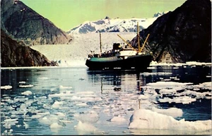 Vintage Tracy Arm Fjord SS Gletscherkönigin Yukon Star Cruise AK Werbepostkarte - Bild 1 von 2