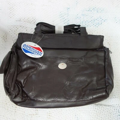4 Pocket American Tourister Leather Purse Brown Patchwork Retro Shoulder Strap - Image 1 of 4
