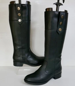 GEOX AMPHIBIOX BLACK LEATHER POPPER KNEE HIGH WATERPROOF BOOTS UK 4 EU37 RP£180 - Picture 1 of 24