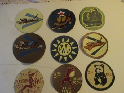 WWII AVG/USAAF FLYING TIGER NINE  PATCH LOT (D) - Image 1 of 4