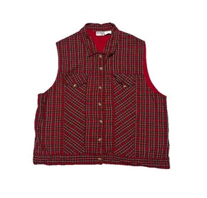 Vintage Bedford Fair Damen rot kariert ärmellos Shirt Top Grunge Rock 44 "Brustumfang - Bild 1 von 6