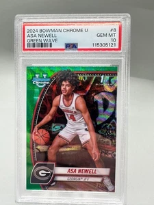 2024-25 Bowman Chrome U #8 Asa Newell Green Wave Refractor #/85 PSA 10 POP 1! - Picture 1 of 2