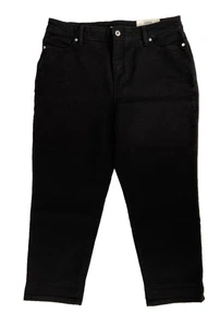 Neu mit Etikett Style & Co schwarze Jeans Girlfriend mittelhoher Bund schlankmachende Tasche Stretch Größe 14P - Bild 1 von 6