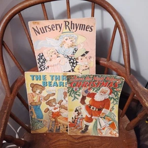 1938 - MERRILL PUB - THREE BEARS - NURSERY RHYMES - TWAS NIGHT BEFORE CHRISTMAS - Picture 1 of 8