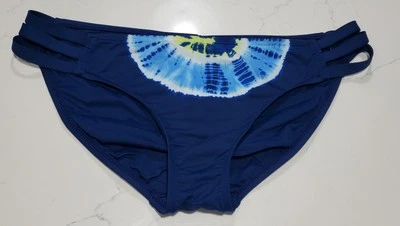 Lucky Brand Swimwear Women's Large Blue Bikini Swim Bottom Blue Tie-dyed Design - Image 1 of 4