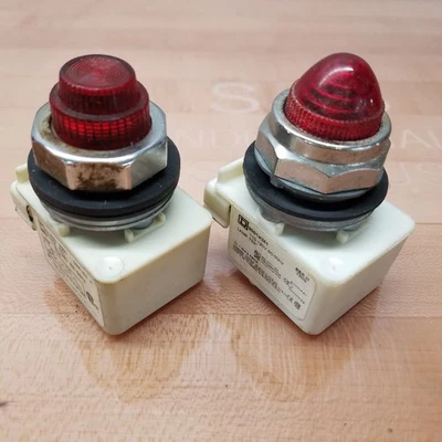 Lot of 2 - Square D 9001 KM-1 Red Pilot Light, 120V, Lamp 755 - USED - Image 1 of 4