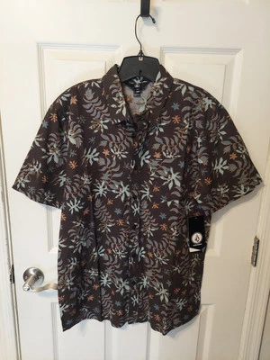 Volcom Short Sleeve Button Up Top SzL - Image 1 of 4