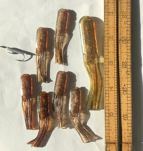 7 Alex Langer's Flying Lure VTG Soft Plastic Electric Blue 6pc - 2” & 1pc - 4” - Picture 1 of 5