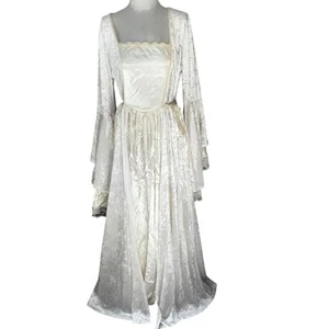 Vintage Lip Service Creme Samt Satin Gothic Kleid Renaissance Larp Gr. 2x Fehler - Bild 1 von 18