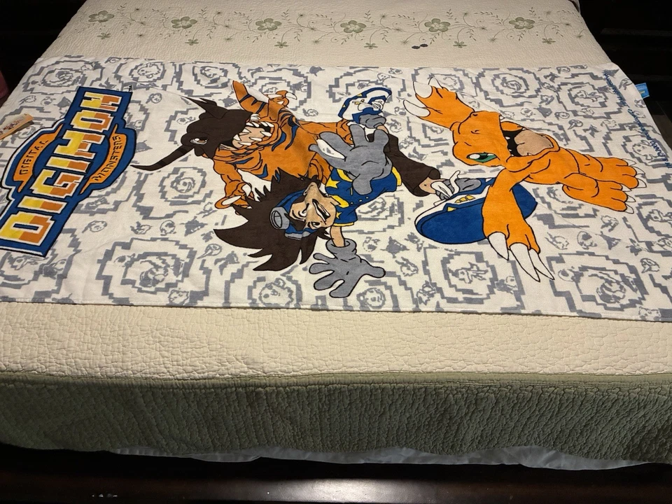 Toalha de praia vintage Digimon 2000 nova em folha com etiqueta 100% algodão - Imagem 1 de 4