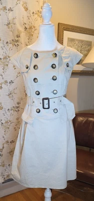 Vestido Burberry London Doble Pecho Algodón Mujer’s 10 Beige Diseñador Trench Foto 1 de 4