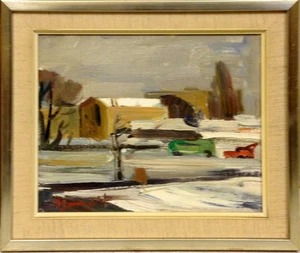 Hans Rosenquist (1913–2012): Winterszene mit einem Farbtupfer - Bild 1 von 5