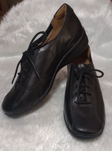 New Unstructured Clark Female Black Leather  Low Top lace Up Shoes Comfy Size 9 - Picture 1 of 13