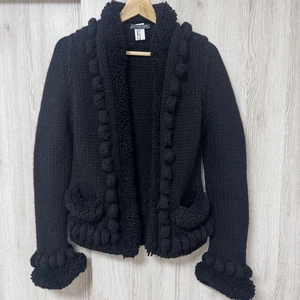 Comme Des Garcons Alexander McQUEEN Black Cowichan Knit Cardigan 2003 S Rare JP - Picture 1 of 16